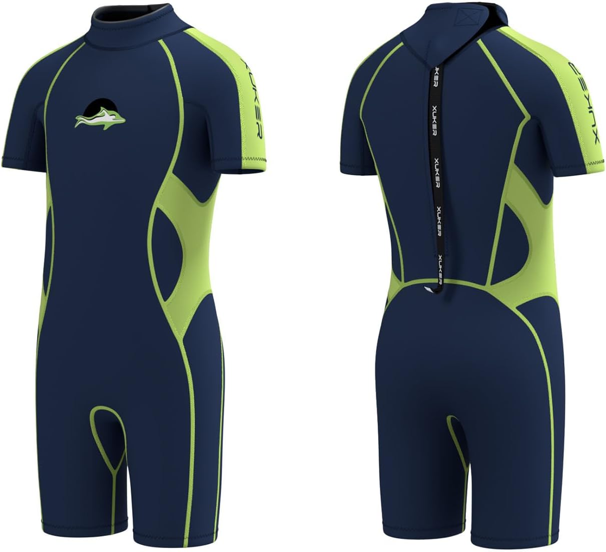 XUKER Kids Wetsuit for Boys Girls Toddlers 3mm Shorty Wet Suit Neoprene Back Zip Thermal Wetsuits for Teens Scuba Dive Swimming Boating Snorkeling