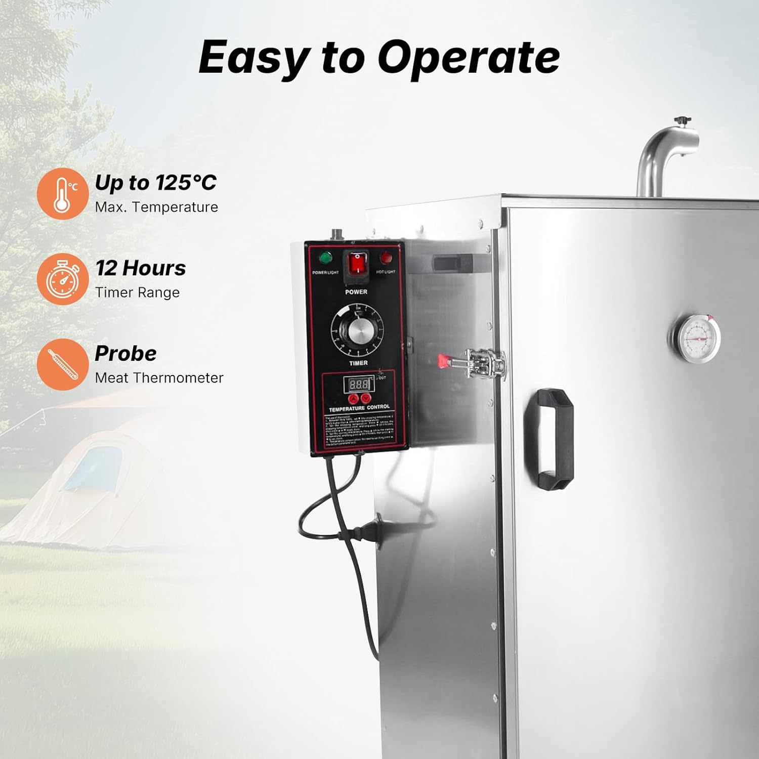 HAKKA Commercial Vertical Electric Smoke Oven for BBQ Grill Smoker 4 Rack 1000W Outdoor Indoor Home Cooking Pastrami, Sausage, Bacon, Smoked Chicken, Smoked Pork (DSH-S20B)
