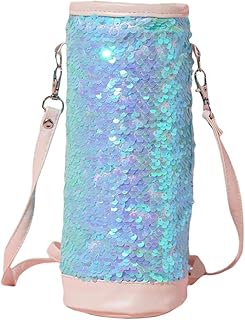 Rvest Coperchio Bottiglia Sirena Isolata, Portabibita Portabottiglie Isolante Borsa Portadocumenti per Bottiglia di Acqua con Paillettes Portatile A Tenuta Stagna 16 OZ - 25 OZ con Tracolla in PU