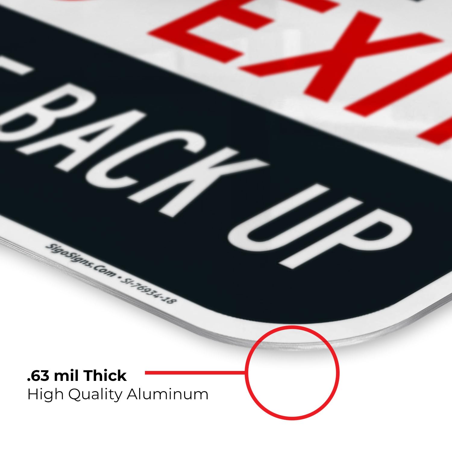 Private Property No Exit Please Back Up Sign, 12x18 Inches, Rust Free .063 Aluminum, Fade Resistant, Made in USA