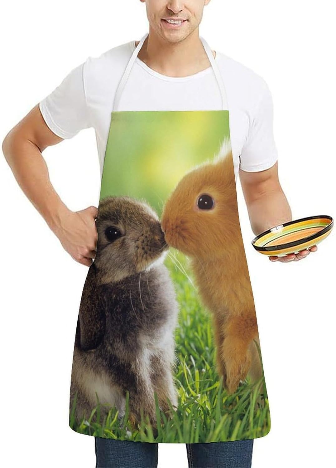 Lovely Bunny Rabbits Fashion Chef Aprons for Cooking Adjustable Kitchen Apron Gardening