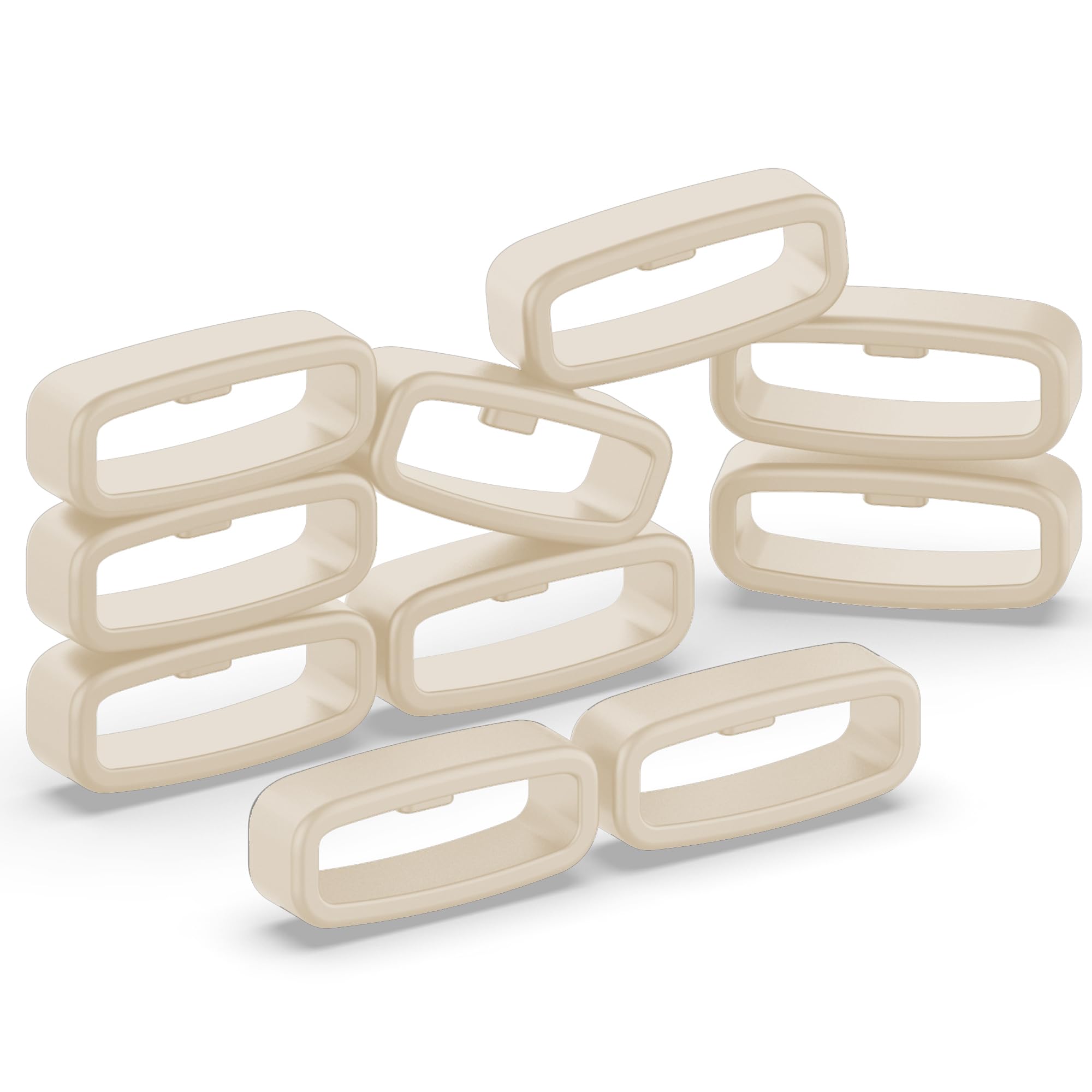 Photo 1 of FanTEK 10pcs Watch Strap Holder Loop, 18mm Silicone Watch Band Keeper Retainer Fastener Ring Parts for Smart Watch Band Wristband Replacement, Starlight