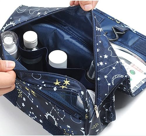 Miniatura 44 de Trawila Neceser colgante de viaje, bolsa de cosméticos, organizador de maquillaje para hombres y mujeres con gancho resistente, Flamenco azul