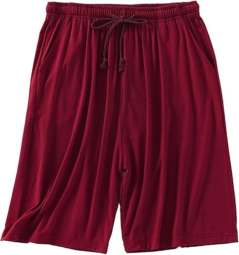Aomig Homme Bas De Pyjama Short, Court Short De Détente & D'Intérieur Maison Pyjacourt Uni Avec Poches, Léger Respirant Vêtements De Nuit Élastique Pantalon Court Pantalon De Pyjama Bas De Pijama(L