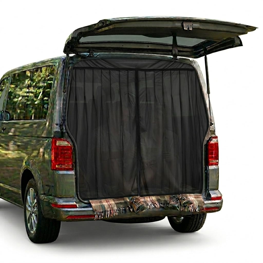 Erato Zanzariera Magnetica per Furgone, Schermo Antinsetti 155x170 cm con 3 Chiusure a Zip e 16 Magneti per VW T5/T6/T6.1/T7 California, ID Buzz, Trafic, Ducato Camper, Marco Polo e Transit