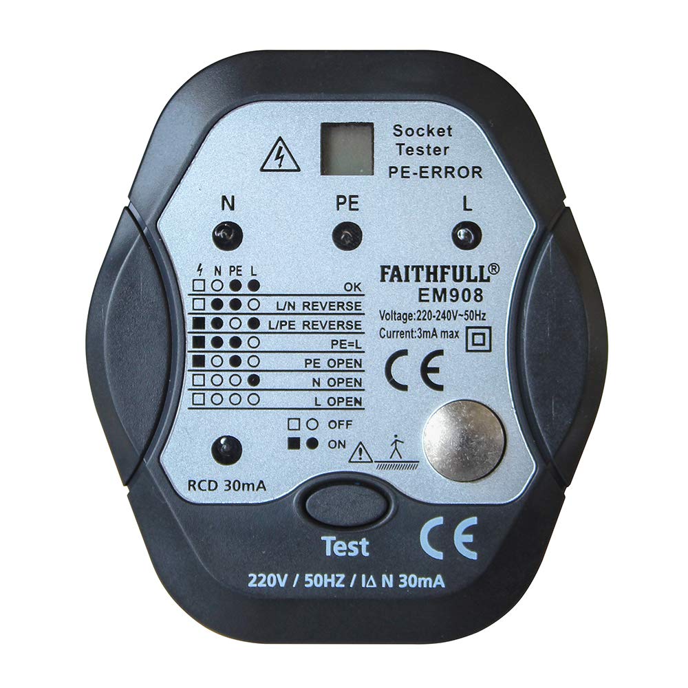 Testeur de prise RCD et vérificateur de raccordement électrique pour diagnostic maison