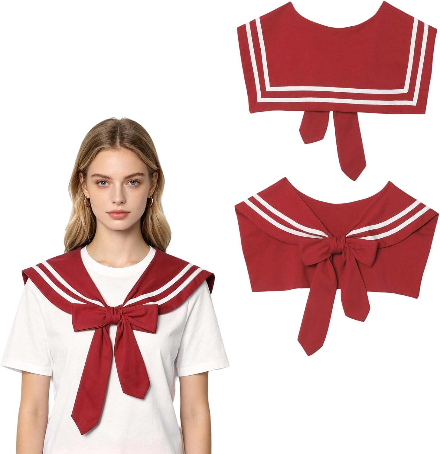 ACSUSS Sweet Navy Style Shawl Wrap Fake Collar Necklaces Lightweight Sailor Uniform for School Daily Wear