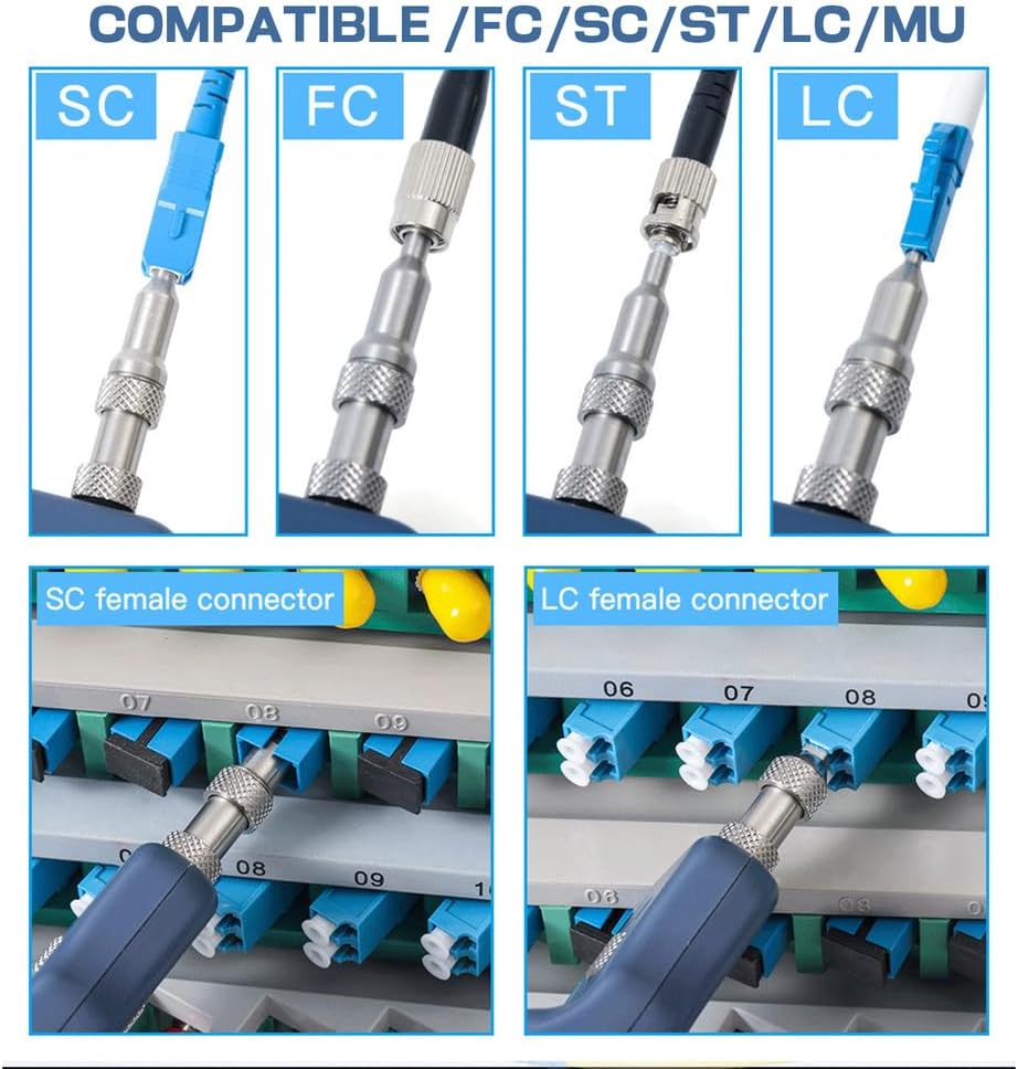 400X Fiber Inspection Real-time Video Probe Optical Fiber End-face Detector with 3.5-inch HD LCD Display for UPC: SC/FC/ST/LC/SC Female/LC Female