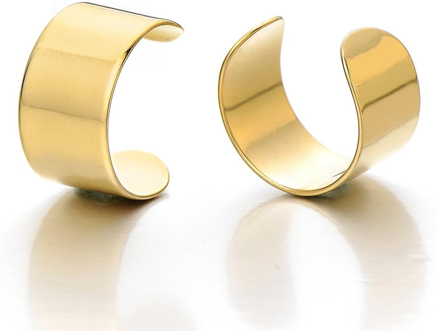2pcs Gold Color Stainless Steel Ear Cuff Ear Clip Non – Piercing Clip On Earrings for Men and Women
