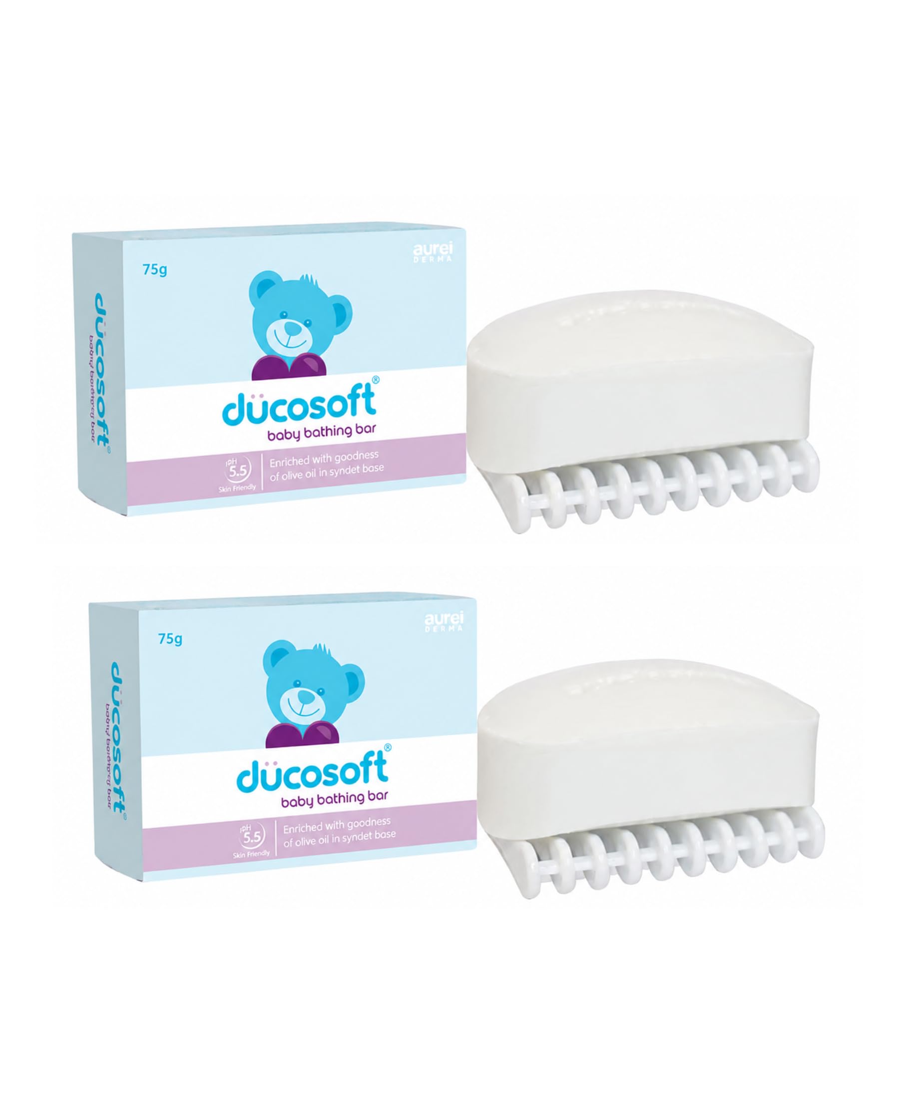 Ducosoft Baby Bathing Bar, 75g | Pack of 2 | pH 5.5 | Enriched with Olive Oil & Aloe Vera | Syndet Base Baby Soap | Gentle Daily Baby Cleansing Bar | Skin Friendly (2, 75g)-image-30