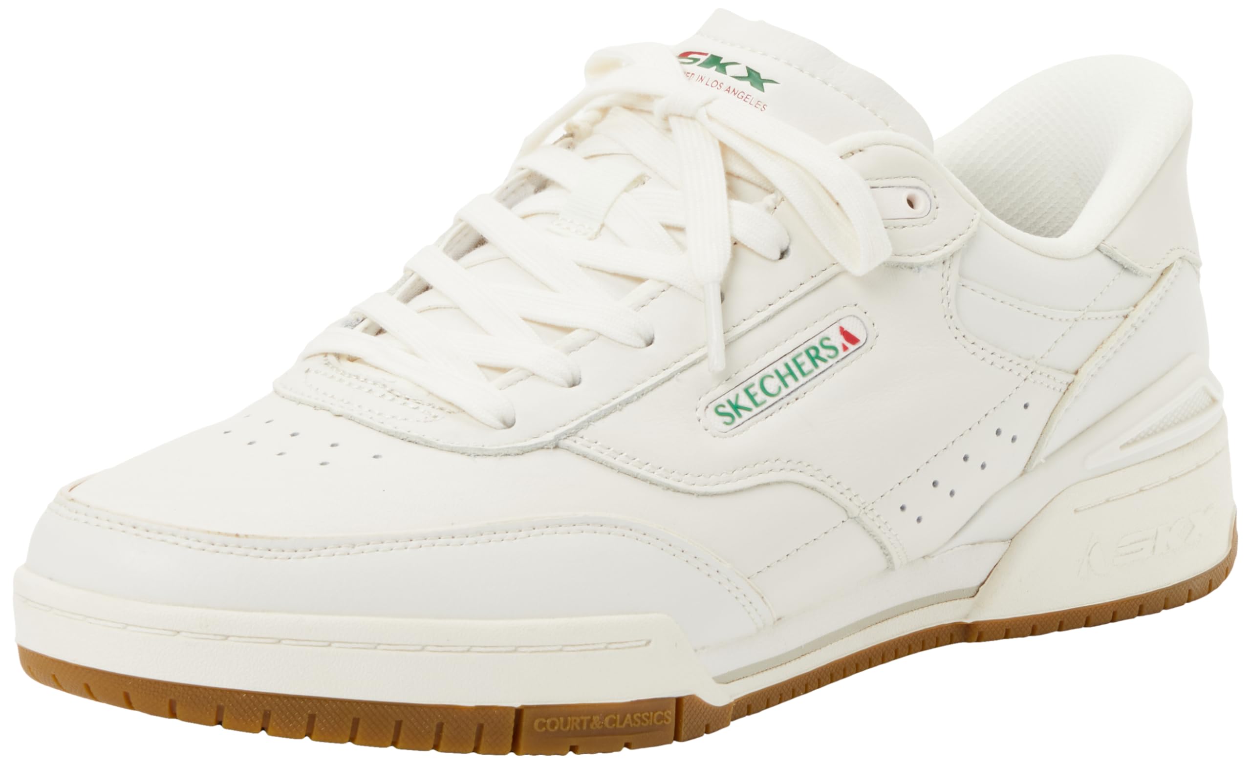 Skechers Men's Recoil Slip-in Trainers, White Leather/Pu/Natural Trim, 12 UK
