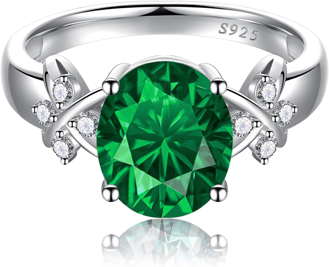2.75ct 925 Sterling Silver Oval Engagement Ring for Women Unique Birthstone Rings Setting Criss Cross Cubic Zirconia Promise Wedding Band 3mm Band Width Size 5-9