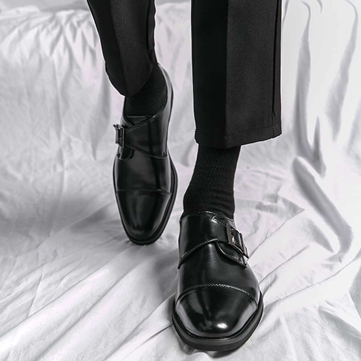 Zaylee Zapatos de monje para hombre, zapatos de noche para hombre, zapatos con hebilla de cuero, zapatos formales de baile para bodas