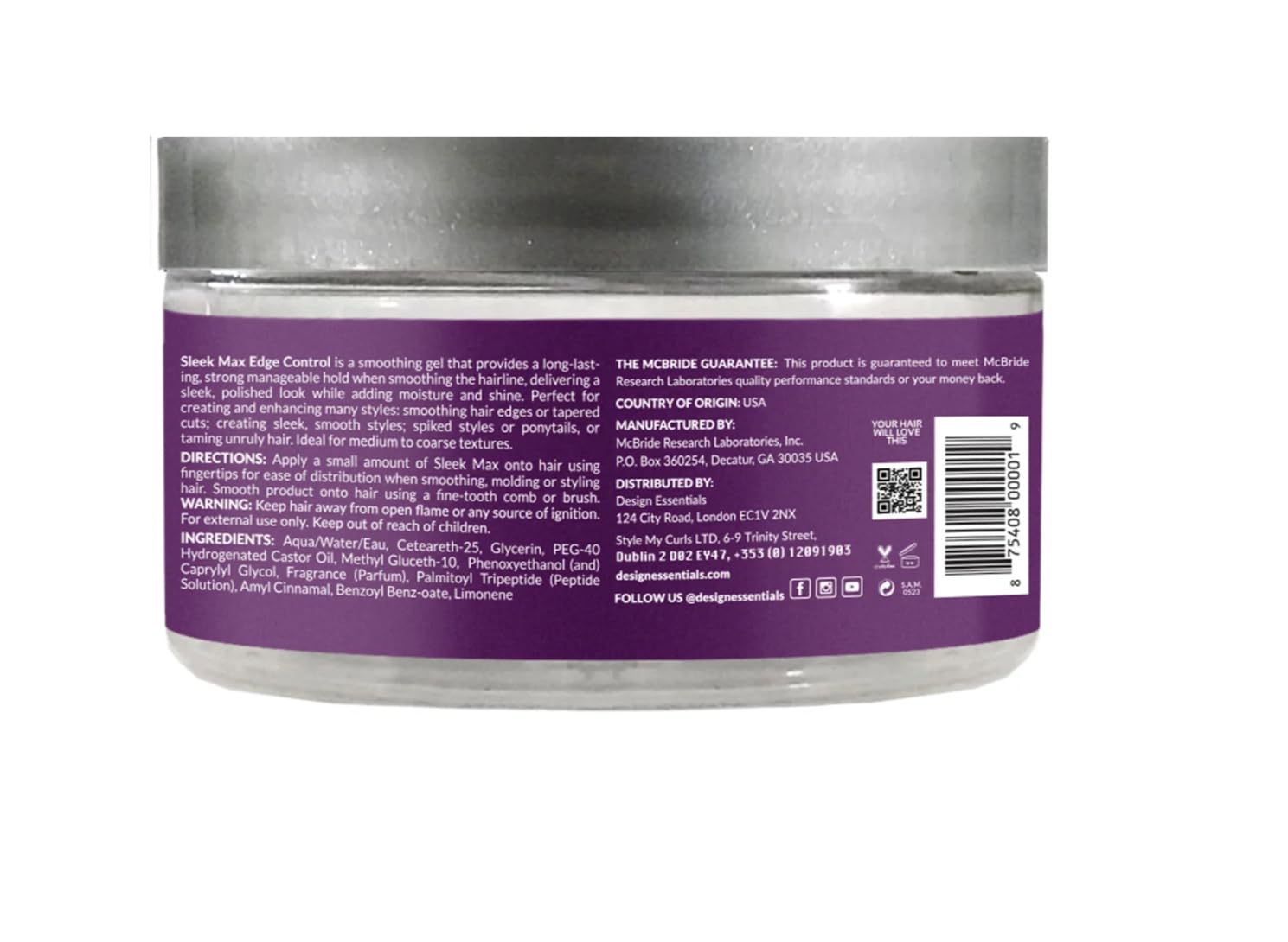 Design Essentials Sleek Max Edge Control, for Smooth All Day Hold and Style, 3.7oz.