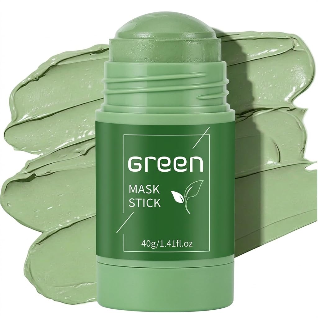 Green Tea Clay Mask Stick 40g | Deep Cleanse Pore Minimizing Mask Stick, Blackhead Remover, Oil Control & Skin Brightening, Natural Green Tea Extract Purifying Face Mask for Women & Men