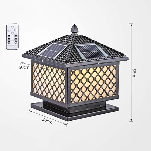 GUOCC Creative LED Remote Control Solar Continental Victoria Outdoor Glass Table Lamp Creative Modern Industry Decoration Column Lamp Post Light Street Light Aluminum Patio Garden Villa Door Pillar Ta photo 3