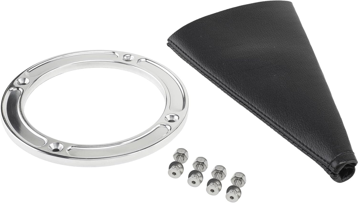 Speedway Motors Round Shifter Boot with Billet Aluminum Ring, Polished