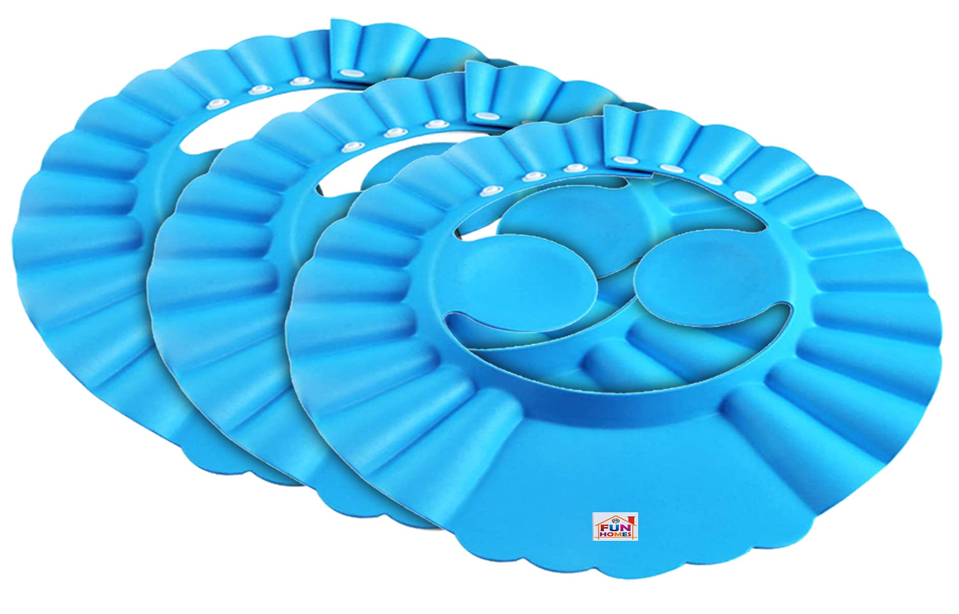 Fun HomesSoft Eva Foam Adjustable Baby Shower Bathing Protection Cap-Pack Of 3 (Blue)-Hs_38_Funh21346