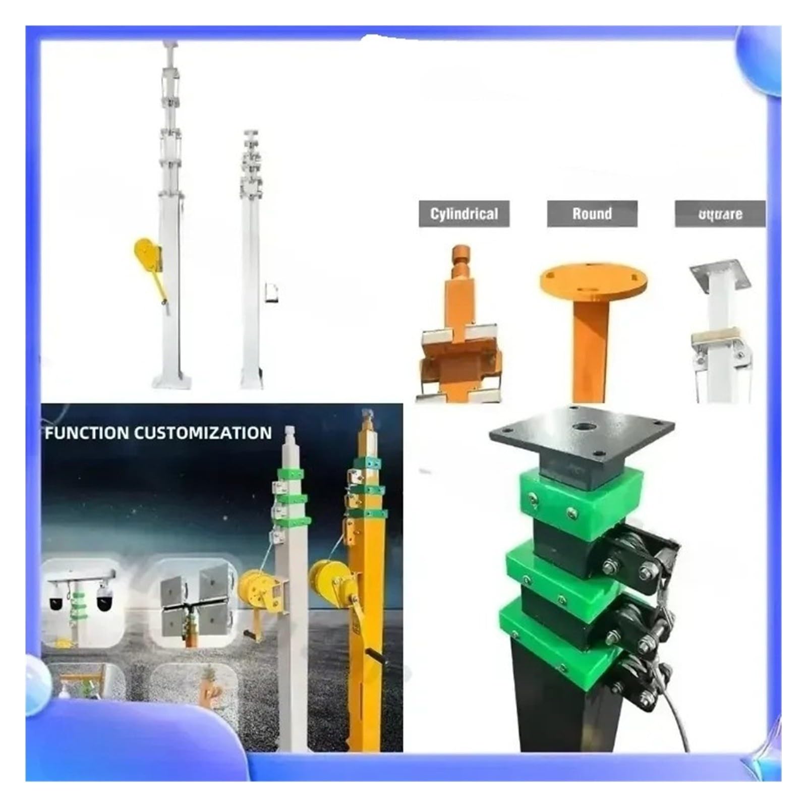 Albero idraulico galvanizzato telescopico 3M - 9M della torre del faro dell'argano elettrico for l'albero telescopico di 3M 9M