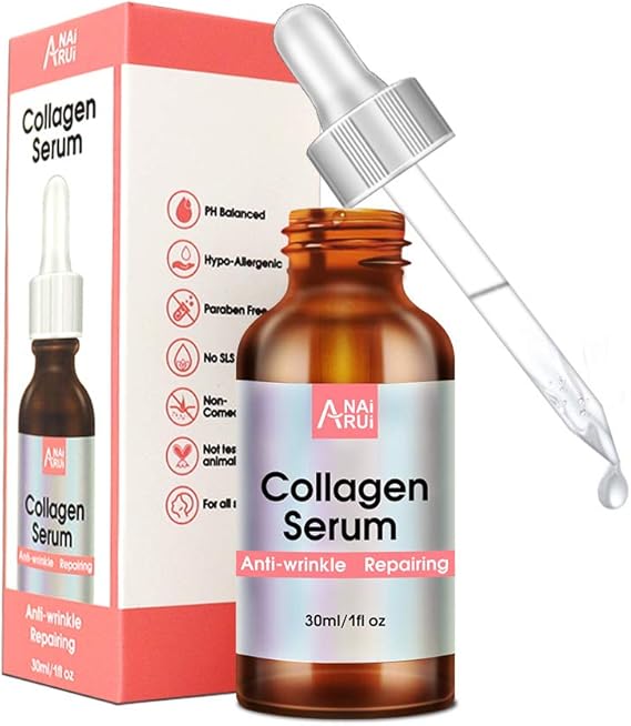 Collagen Serum with Hyaluronic Acid and Acetyl Hexapeptide8, Face Plumping, Improve Skin