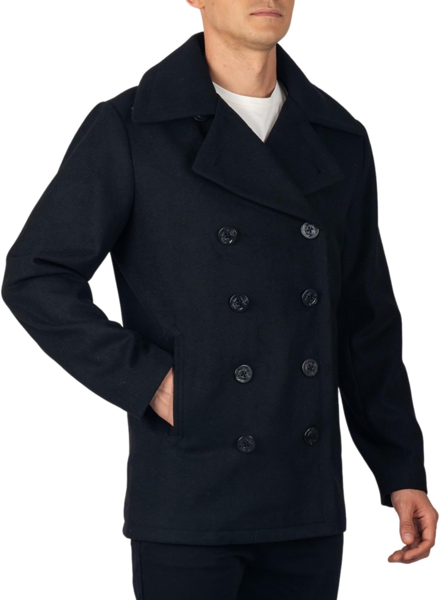 Mason Mens Wool Blend Classic Pea Coat Jacket
