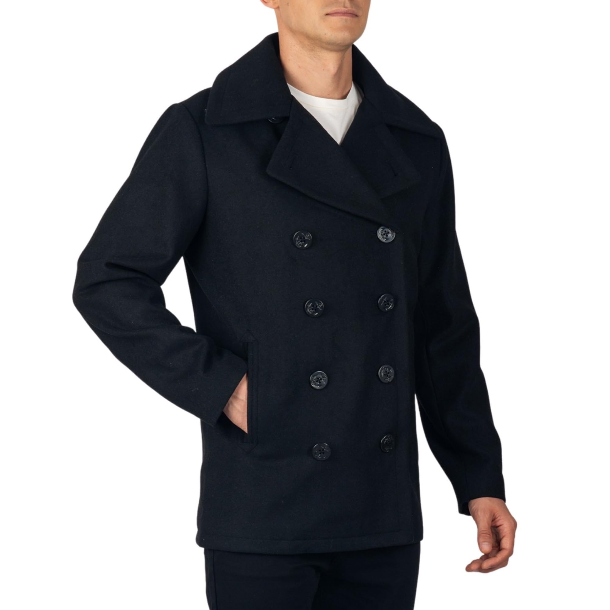 alpine swiss Mason Mens Wool Blend Classic Pea Coat Jacket