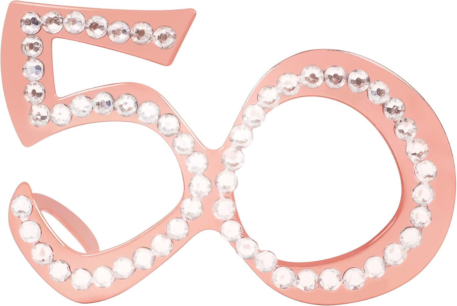 Pagather 50th Birthday Glasses - 6 Pairs Rose Gold 50 Years Old Glasses with Rhinestones, Funny Plastic Costume Photo Booth Prop