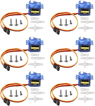 AITRIP 6PCS SG90 9G Micro Servo Metal Geared Motor Kit for RC Robot Arm/Hand/Control with Cable, Mini Servos for Arduino Project