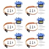 AITRIP 6PCS SG90 9G Micro Servo Metal Geared Motor Kit for RC Robot Arm/Hand/Control with Cable, Mini Servos for Arduino Project