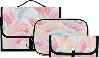 Watercolor Rainbow Toiletry Bag 3 Pack Travel Make Up Bags Waterproof Cosmetic Bags Hanging Organizer Accessories for Women/Men