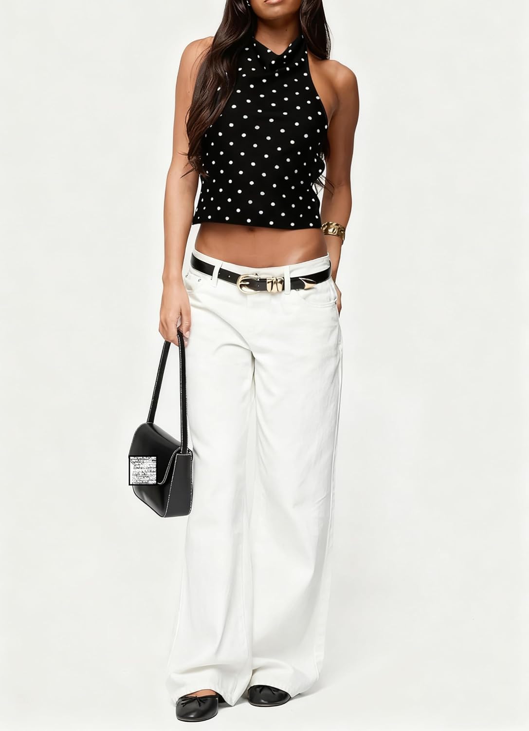 Women Y2k Polka Dots Halter Tank Tops Cute High Mock Neck Backless Cami Sexy Open Back Camisole Going Out Tops - Image 3