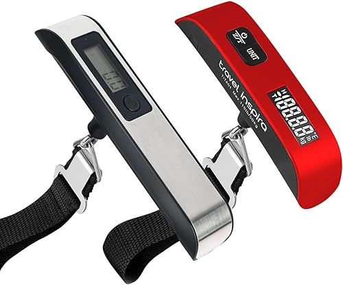travel inspira Báscula de equipaje, báscula digital portátil de equipaje para viajes, báscula de peso de maleta de 110 libras, batería incluida