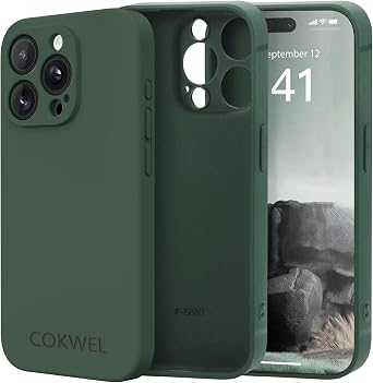 Phone Case, Compatible with 15 Pro MagSafe, Full Camera Protection, Silicone Shockproof Microfiber Lining Phone Case 6.1", Midnight Green