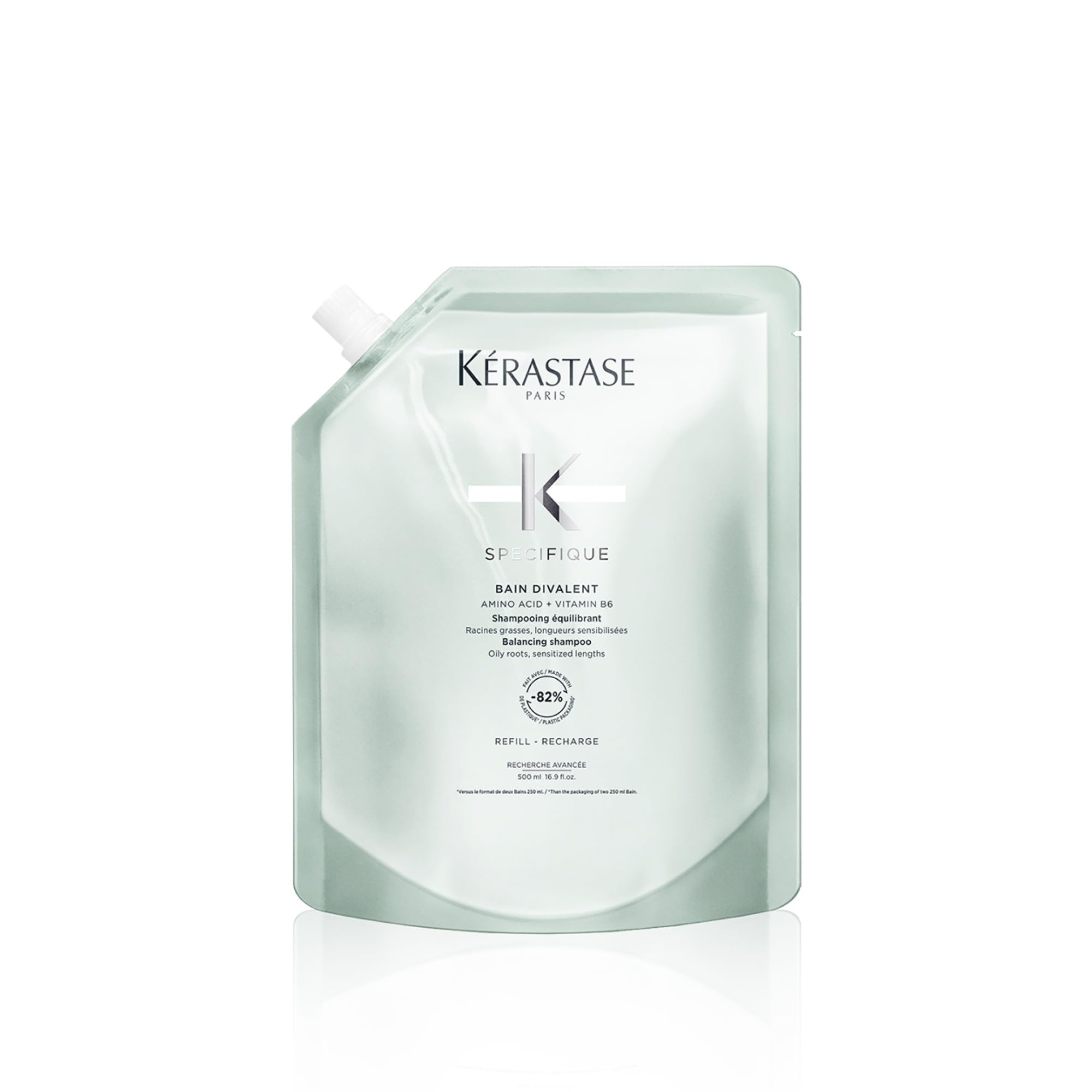 Kérastase, Spécifique, Ricarica Shampoo Riequilibrante, Per Radici Grasse & Capelli Sensibilizzati, Cuoio Capelluto Purificato, Con Amminoacidi e Vitamina B6, Bain Divalent, 500 ml