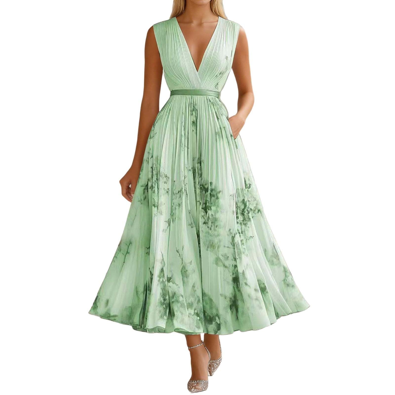 Vestido sin Mangas Estampado Moda, Floral Fluido Salidas Verano Mujer