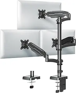 MOUNT PRO Triple Monitor Mount for Max 32" Computer Screen, Adjustable 3 Monitor Desk Mount, up to 19.8lbs Each, Gas Spring Three Display Arm with Tilt Swivel Rotation, VESA Mount 75x75/100x100mm
