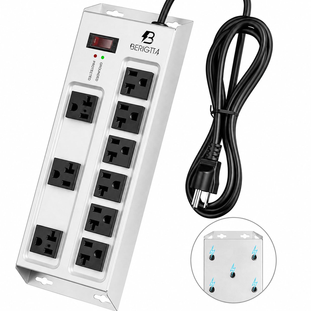 Magnetic Heavy Duty 20A Power Strip