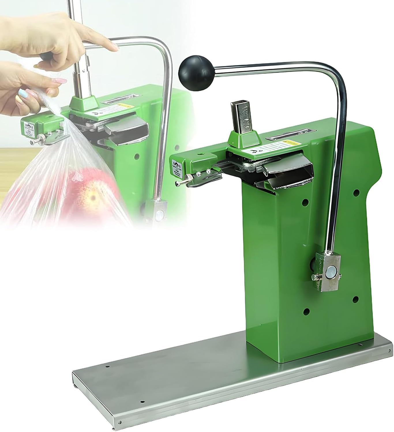 Sigillatrice manuale per sacchetti, macchina per sigillare sacchetti di plastica commerciale con 2000 chiodi, strumento di legatura portatile regolabile per imballaggi alimentari al dettaglio negozio