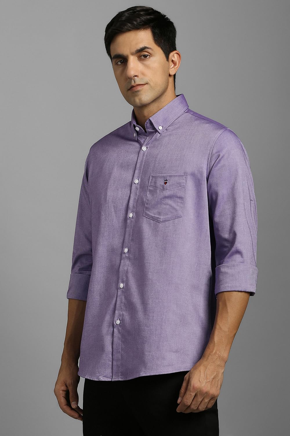 613IKCbrNQL._SL1500_ Louis Philippe Men's Slim Fit Signature Oxford Easy Care, Natural Stretch Full Sleeve Solid Casual Shirt, Cotton