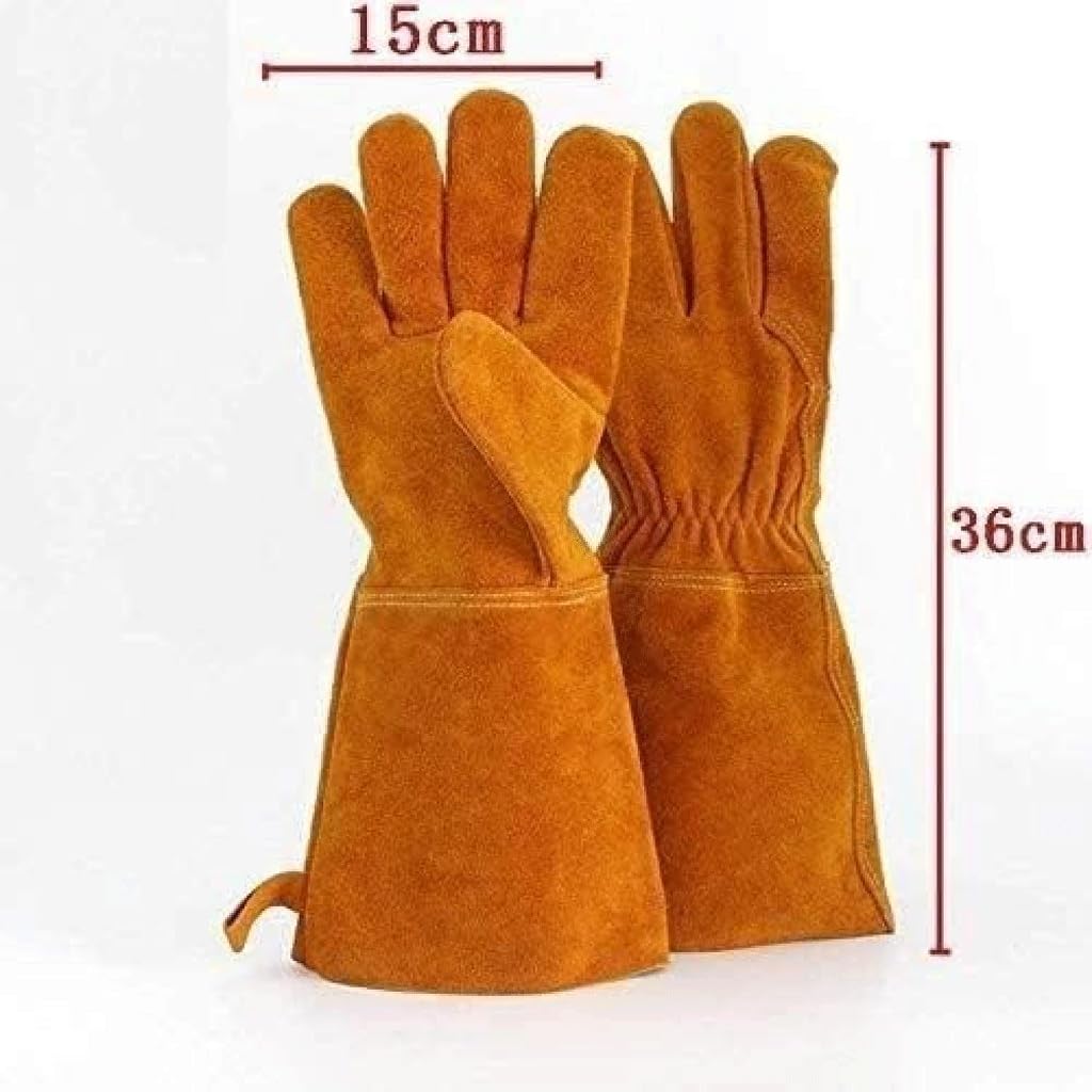 NALsa Coide Gants de soudage Isolation Thermique résistant à l'usure Soudeur Gants de Protection du Travail Soudeur Professionnel Long Chaud Doux
