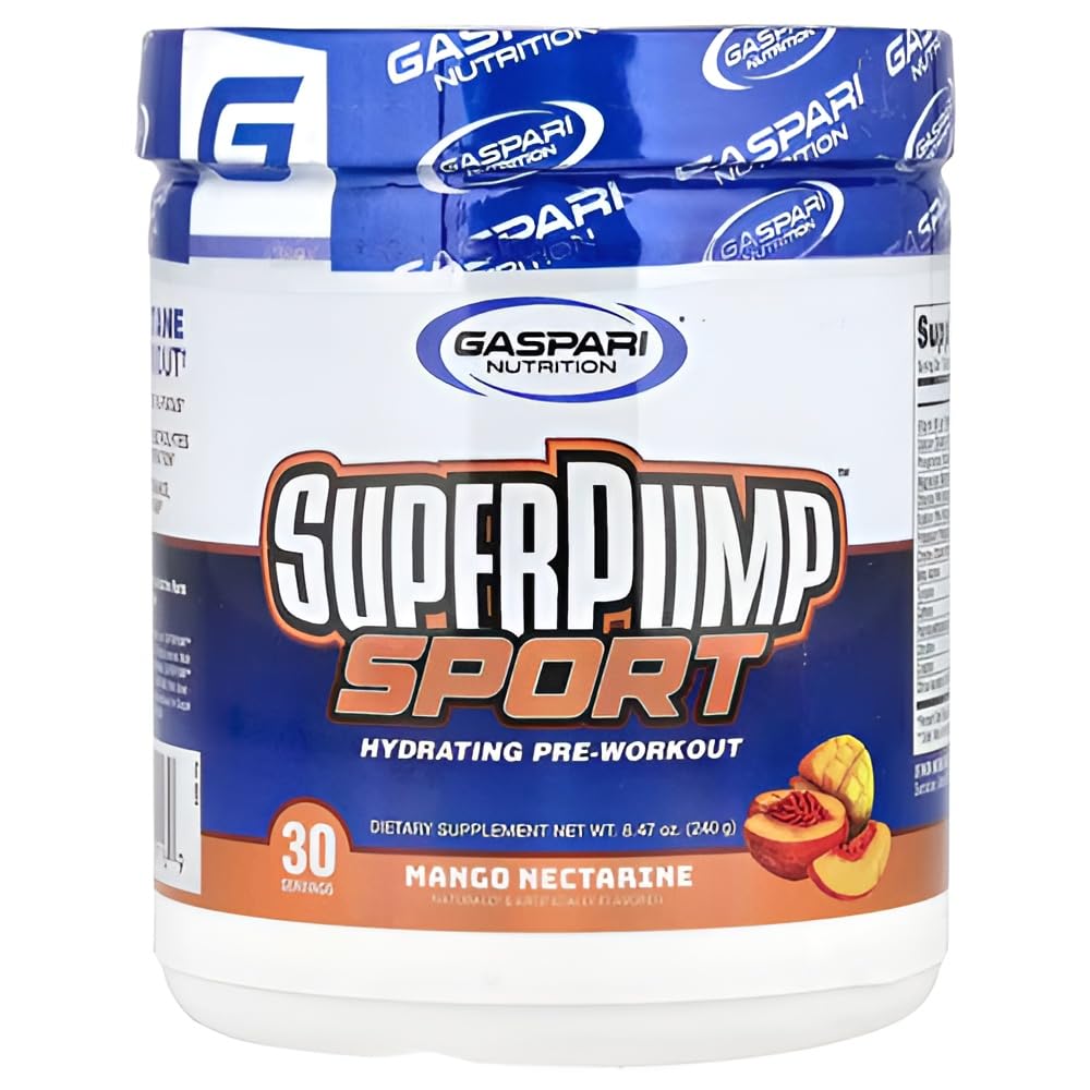 Super Pump Sports (Hydration & Pre-Workout) 8.5 oz (240 g) Gaspari Nutrition Super Pump Sport Preworkout Prewa Mango Nectarine