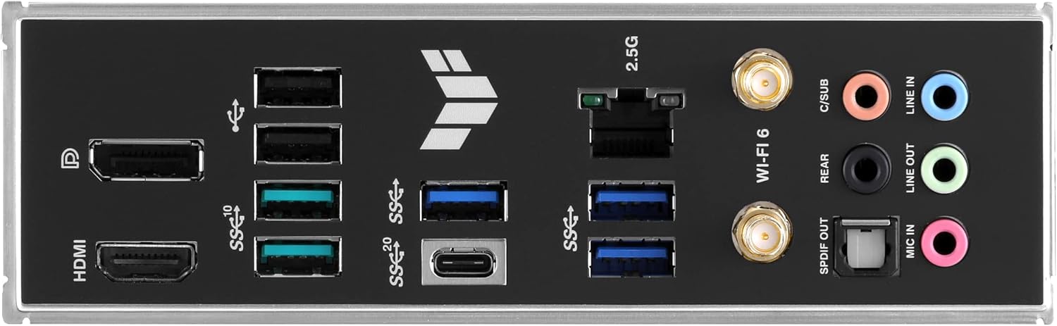 Rear I/O panel of ASUS TUF Gaming B760M-PLUS WiFi Motherboard
