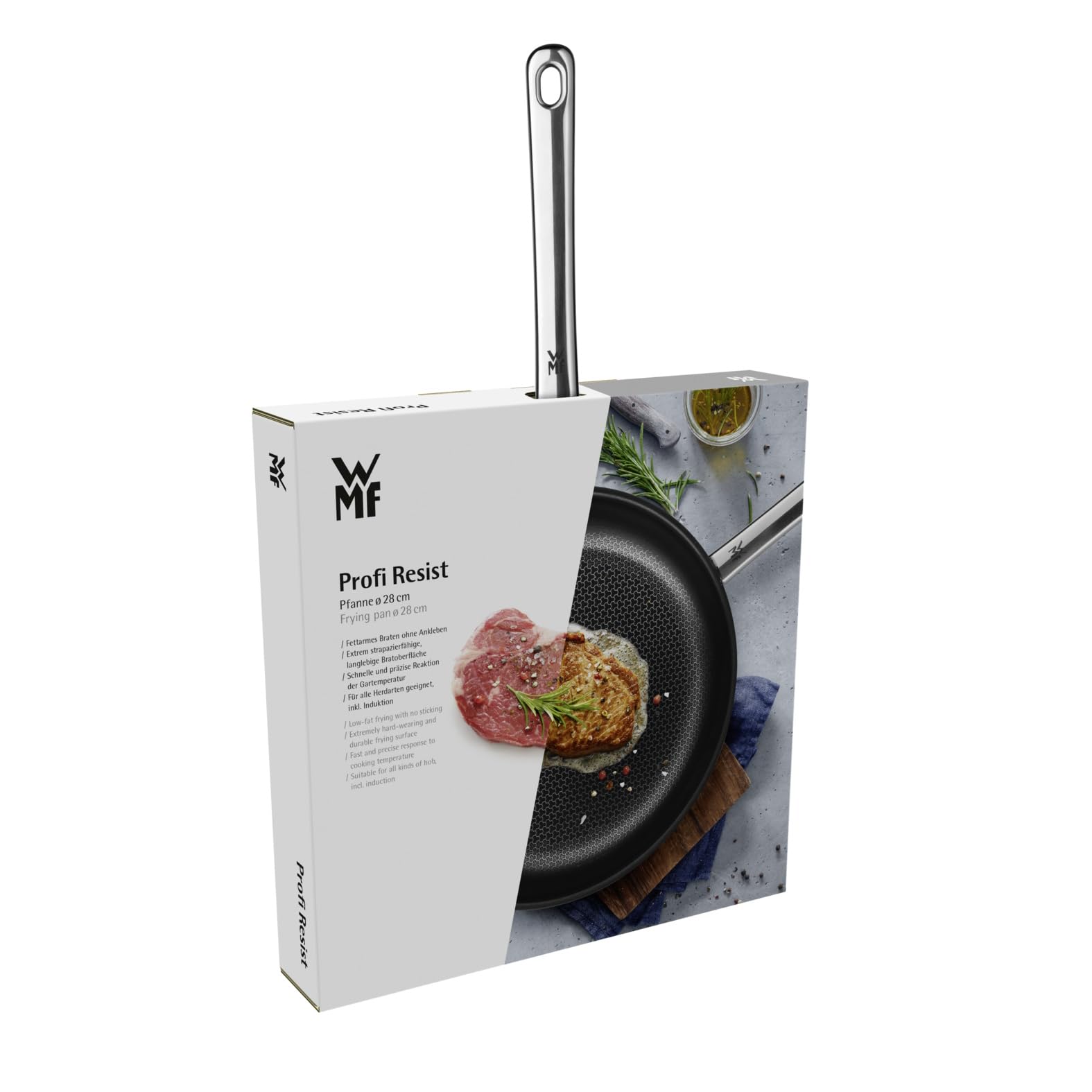 WMF Profi Resist Bratpfanne 28 cm – Edelstahl-Pfanne mit kratzfester Wabenstruktur und Antihaftbeschichtung, induktionsgeeignet, backofen-/spülmaschinenfest, für gesundes Braten auf Allen Herdarten