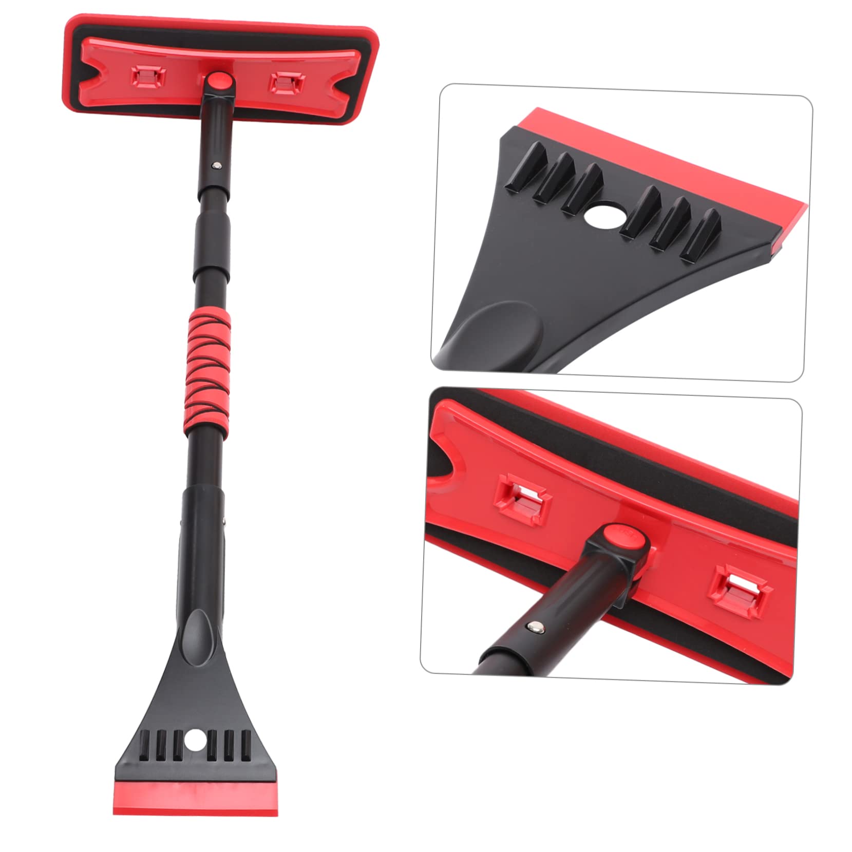 Grattoir à Neige pour Voiture Rouge, Alliage D'aluminium Eva, 7 Angles