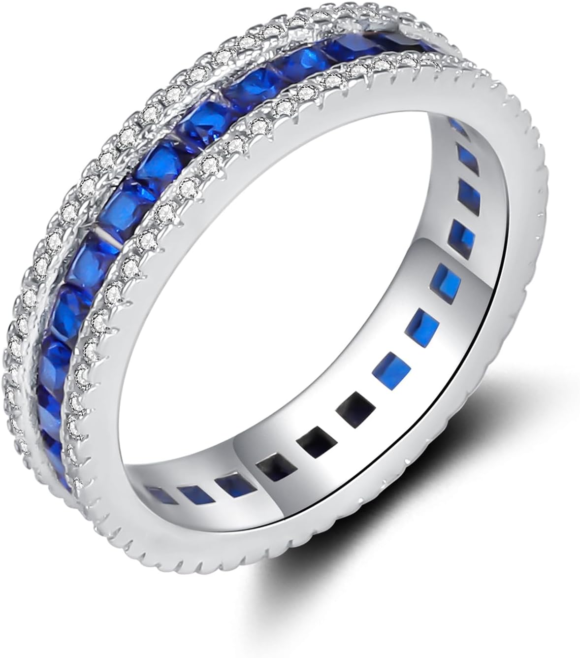 Women Ring Size 7 Sapphire Women's Love Eternity Ring Stackable Rings Sterling Silver Statement Rings Promise Engagement Wedding Band Modern Jewelry