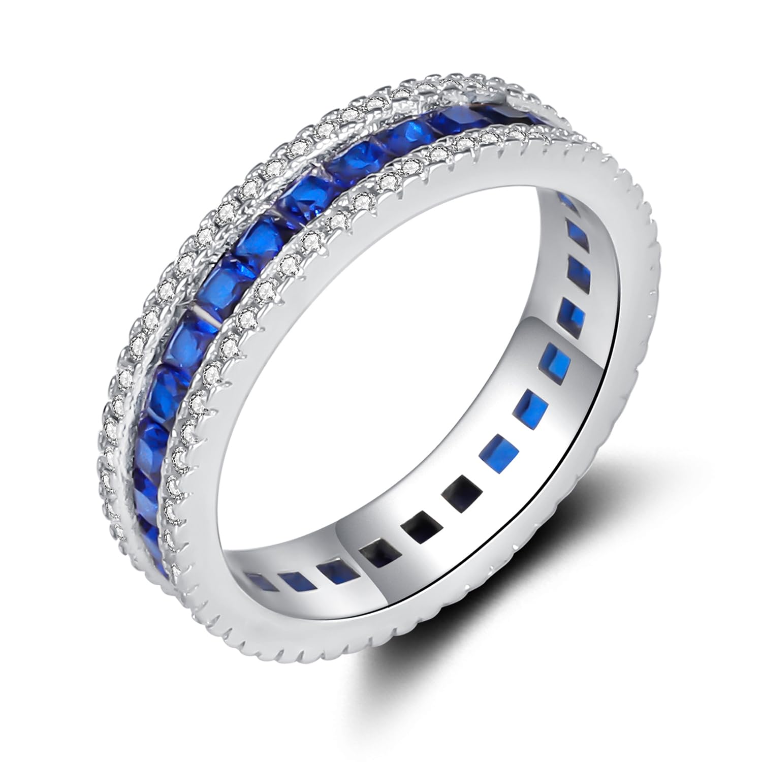 VxddyAnillo de Promesa para Mujeres Tamaño 7 Alianzas Boda Zafiro Plata de Ley Fiesta Compromiso Aniversario Cumpleaños Festival Regalo Joyería