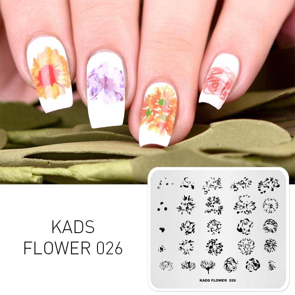 KADS 6 Pcs Nail Art Stamping Plates Flower Butterfly Rabbit Fashion Print Manicure Templates