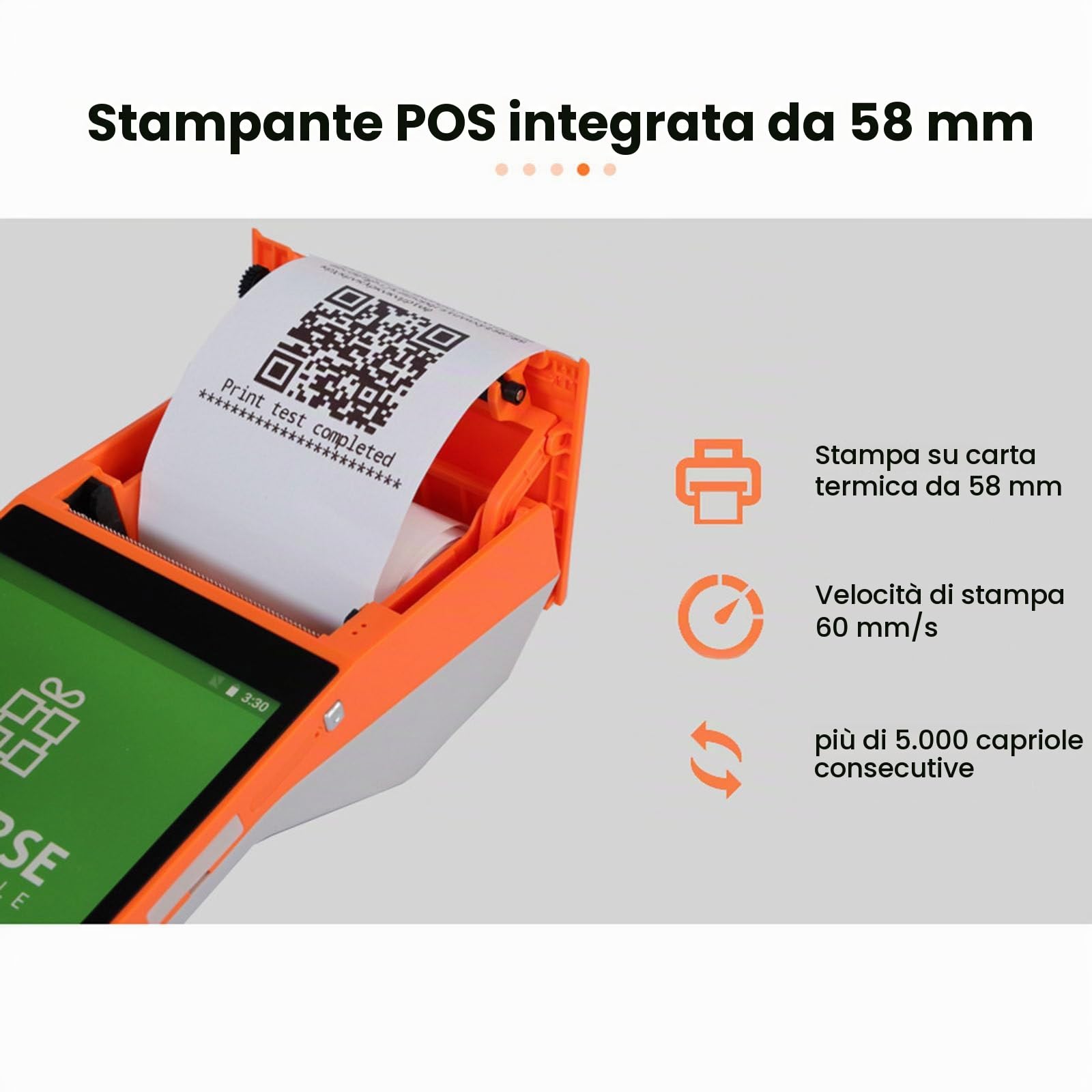Registratore di Cassa Mobile PDA Android POS Terminale Stampante per ricevute Portatile Bluetooth WiFi 3G/4G Raccoglitore Dati Portatile all-in-One, Arancione-3G