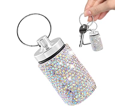 Keychain Pill Holder - Portable Pill Container, Metal Pill Holder | Rust Proof Waterproof Small Pill Box, Safe Pill Container for Outdoor Camping Travel, Men, Women, White, Color, Pink, Black