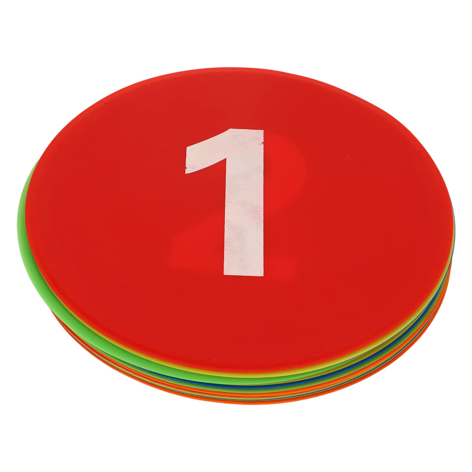 Indicatori di Punti a Cono Piatto Antiscivolo, da 1 a 15 Indicatori di Punti Numerati, Punti da Pavimento Coni Piatti Punti di agilità con 5 Colori Vivaci per Allenamenti di Calcio